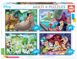 Puzzle 50 el. + 80 el. + 100 el. + 150 el. Bohaterowie bajek Disneya