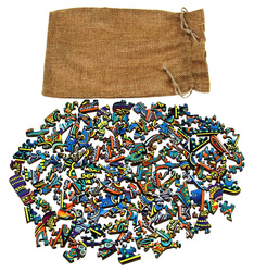 Puzzle drewniane / kolorowe 112 el. - Dwupłatowiec