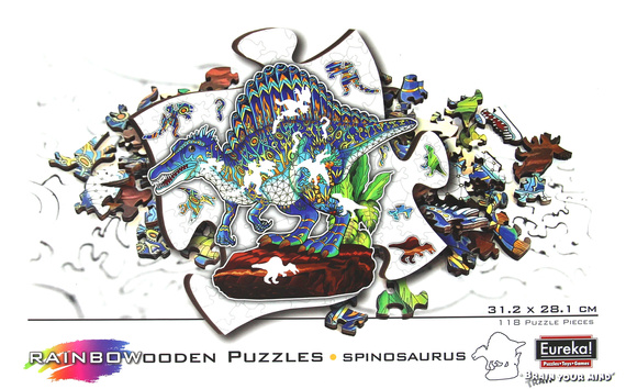 Puzzle drewniane / kolorowe 118 el. - Spinozaur