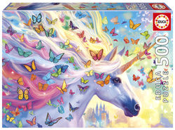 Puzzle 500 el. Jednorożec i kolorowe motyle