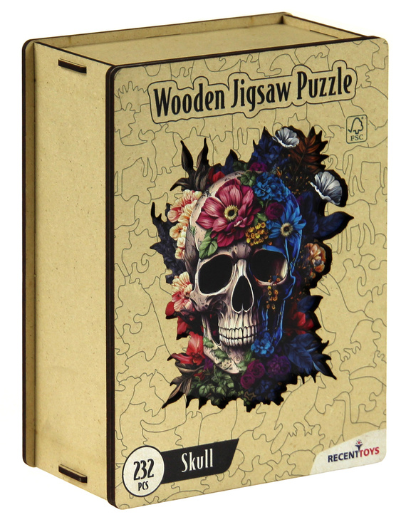 Puzzle drewniane / kolorowe 232 el. - Czaszka