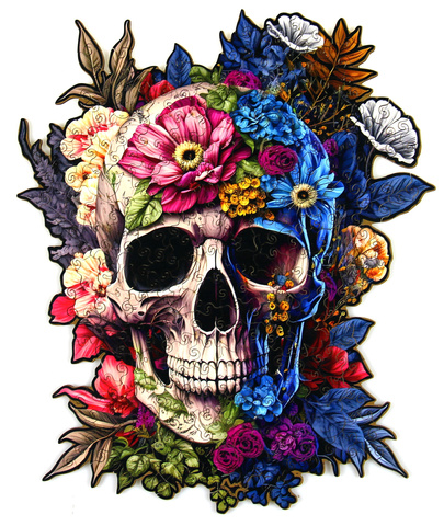 Puzzle drewniane / kolorowe 232 el. - Czaszka