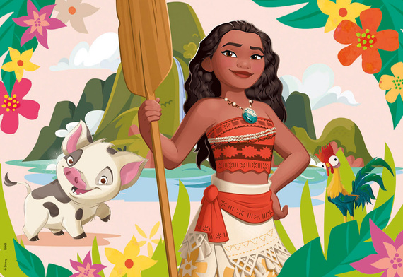 Puzzle 2 x 50 el. Vaiana / Królewna Śnieżka (drewniane)