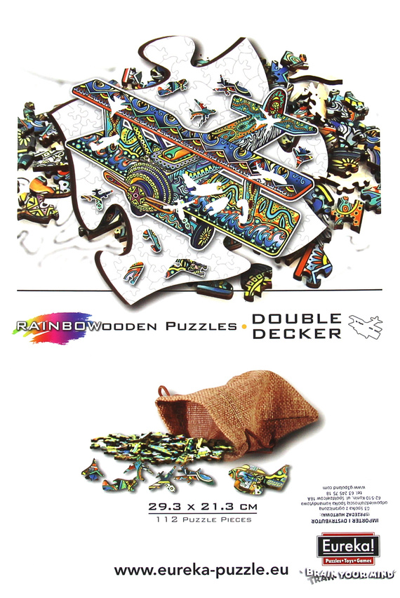 Puzzle drewniane / kolorowe 112 el. - Dwupłatowiec