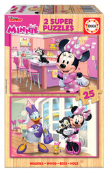 Puzzle 2 x 25 el. Myszka Minnie / Daisy (drewniane)