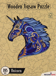 Puzzle drewniane / kolorowe 185 el. - Jednorożec