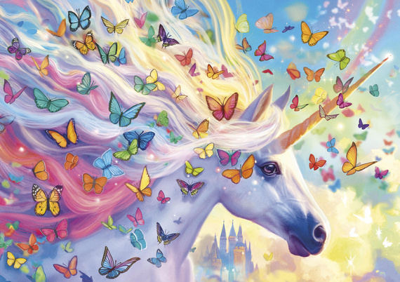 Puzzle 500 el. Jednorożec i kolorowe motyle
