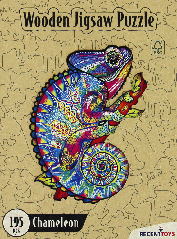Puzzle drewniane / kolorowe 195 el. - Kameleon