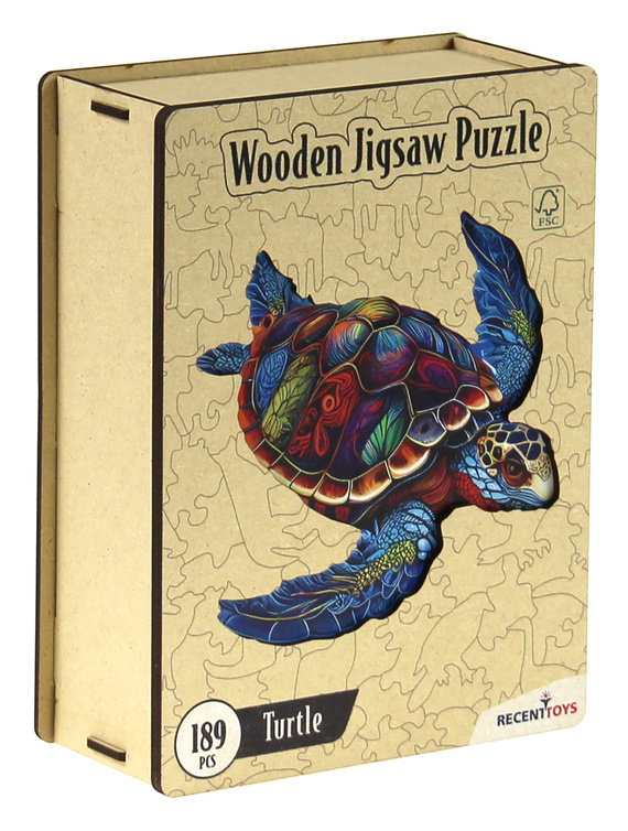 Puzzle drewniane / kolorowe 189 el. - Żółw