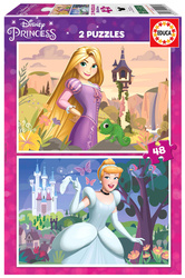 Puzzle 2 x 48 el. Zaplątani / Kopciuszek