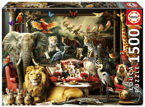 Puzzle 1500 el. Zwierzęta w salonie