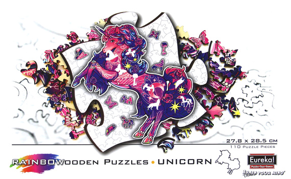 Puzzle drewniane / kolorowe 110 el. - Jednorożec