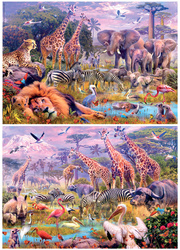 Puzzle 2 x 100 el. Dzikie zwierzęta (panorama)