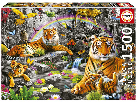 Puzzle 1500 el. Tygrysy w dżungli