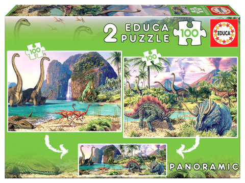 Puzzle 2 x 100 el. Dinozaury (panorama)