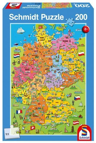 Puzzle 200 el. Ilustrowana mapa Niemiec