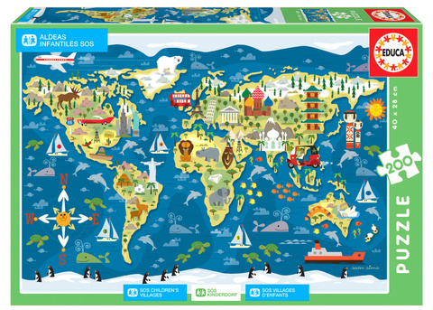 Puzzle 200 el. Mapa świata
