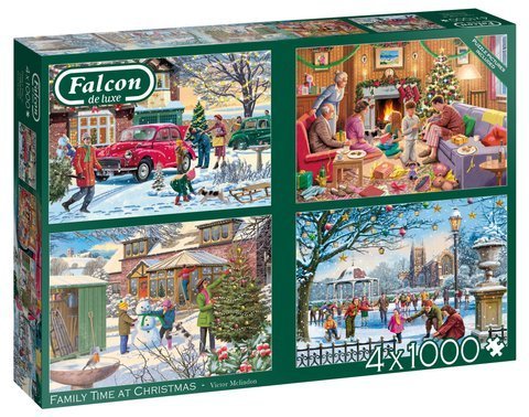 4 wzory puzzli 1000 elementów FALCON Rodzinne święta Bożego Narodzenia
