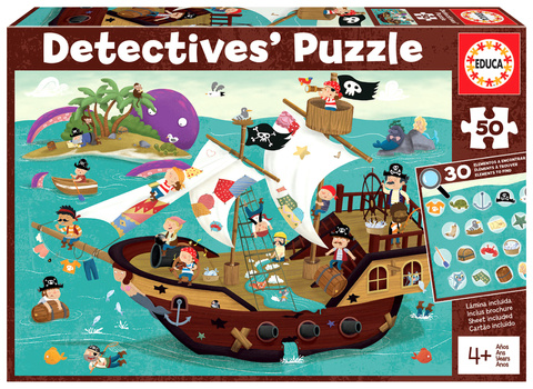 puzzle trenujące spostrzegawczość - Puzzle 50 el. Statek piracki