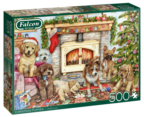 Puzzle 500 el. FALCON CHRISTMAS Świąteczne szczenięta