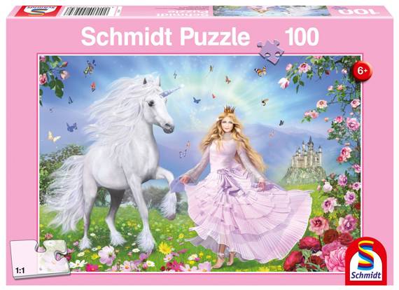 Puzzle 100 el. Księżniczka i jednorożec