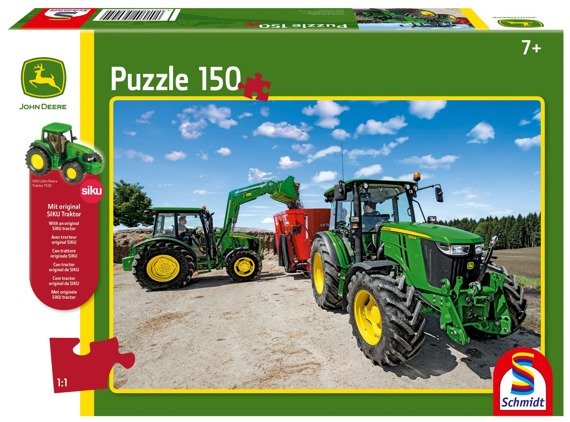 Puzzle 150 el. JOHN DEERE Traktory z serii 5M + zabawka