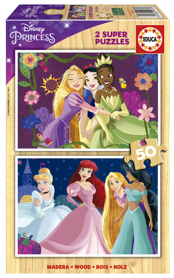 Puzzle 2 x 50 el. Księżniczki z bajek Disneya (drewniane)