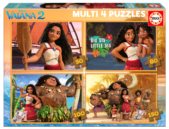 Puzzle 50 el. + 80 el. + 100 el. + 150 el. Vaiana 2