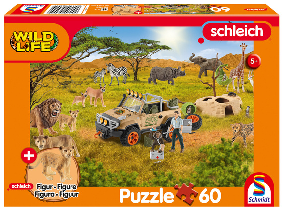 Puzzle 60 el. SCHLEICH Dzika przyroda + figurka