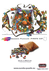 Puzzle Drewniane Kolorowe Kot Pirat